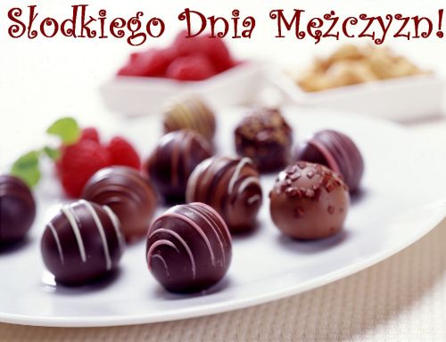 Czekoladki na talerzu dla mężczyzn